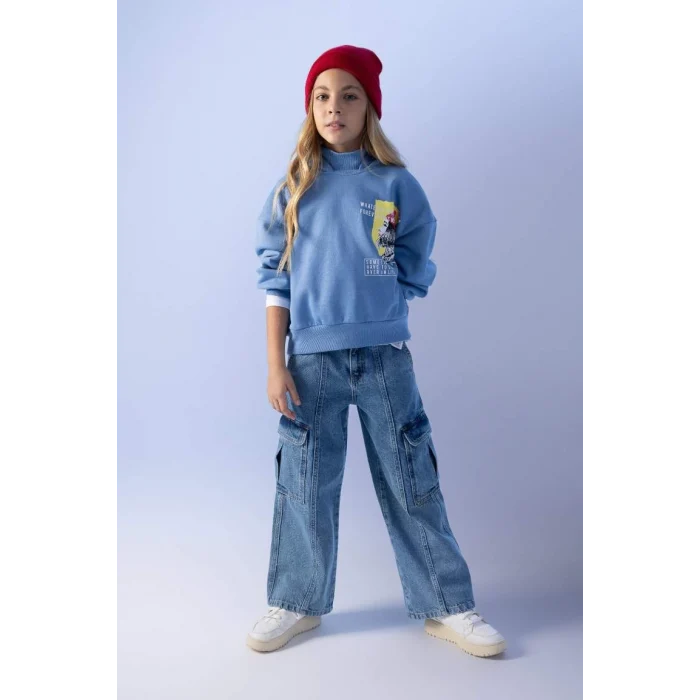 A8415 Oversize Geniş Kalıp Kapüşonlu İçi Yumuşak Tüylü Kalın Sweatshirt