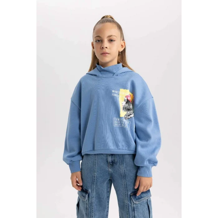 A8415 Oversize Geniş Kalıp Kapüşonlu İçi Yumuşak Tüylü Kalın Sweatshirt