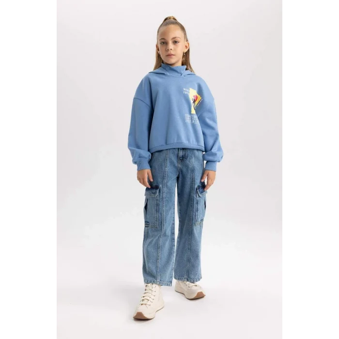 A8415 Oversize Geniş Kalıp Kapüşonlu İçi Yumuşak Tüylü Kalın Sweatshirt