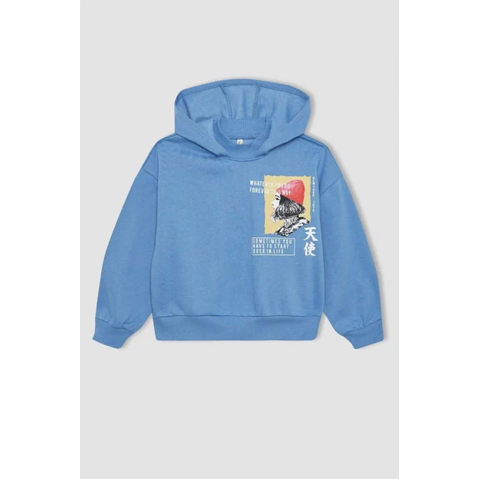 A8415 Oversize Geniş Kalıp Kapüşonlu İçi Yumuşak Tüylü Kalın Sweatshirt