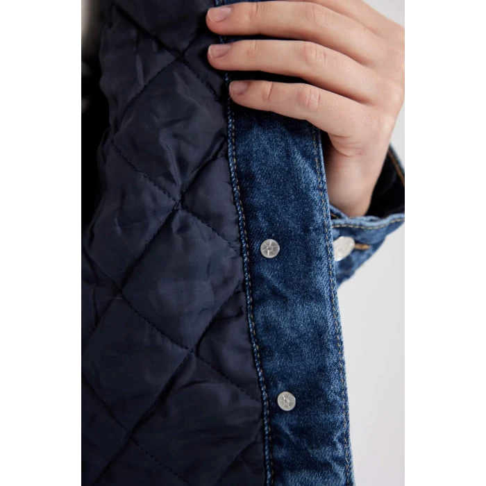 A9232 Suni Kürk Yakalı Jean Ceket