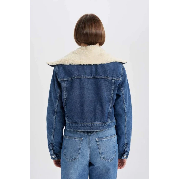 A9232 Suni Kürk Yakalı Jean Ceket