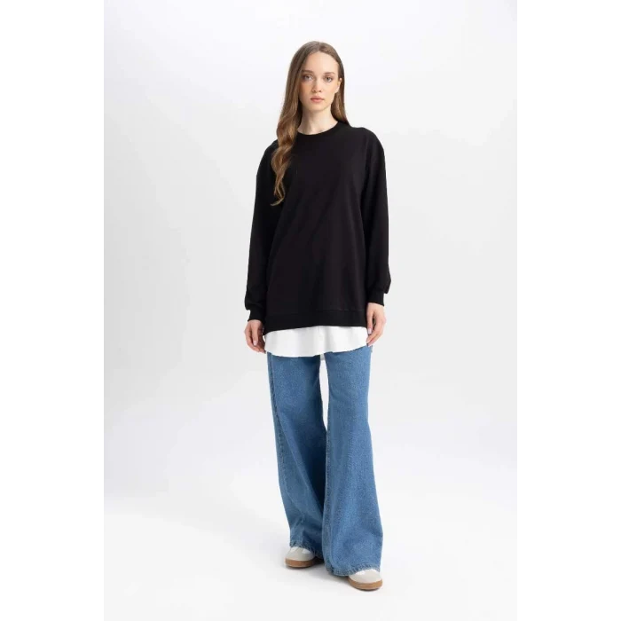 A9529 Regular Fit Bisiklet Yaka Sweatshirt Tunik