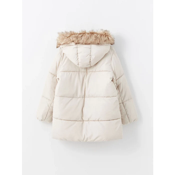 LCW Kids Gri Kapüşonlu Kız Çocuk Mont