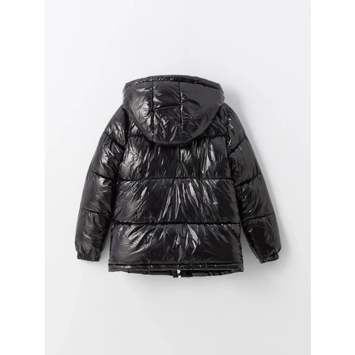 LCW Kids Siyah Kapüşonlu Kız Çocuk Mont