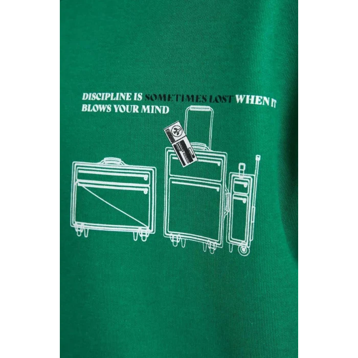 B0252 Oversize Geniş Kalıp Sırt Baskılı Kapüşonlu Sweatshirt