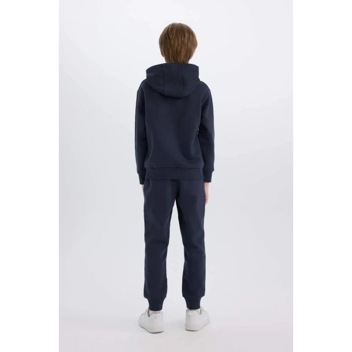 B0410 Kapüşonlu Baskılı Sweatshirt Beli Paçası Lastikli Eşofman Altı 2li Takım