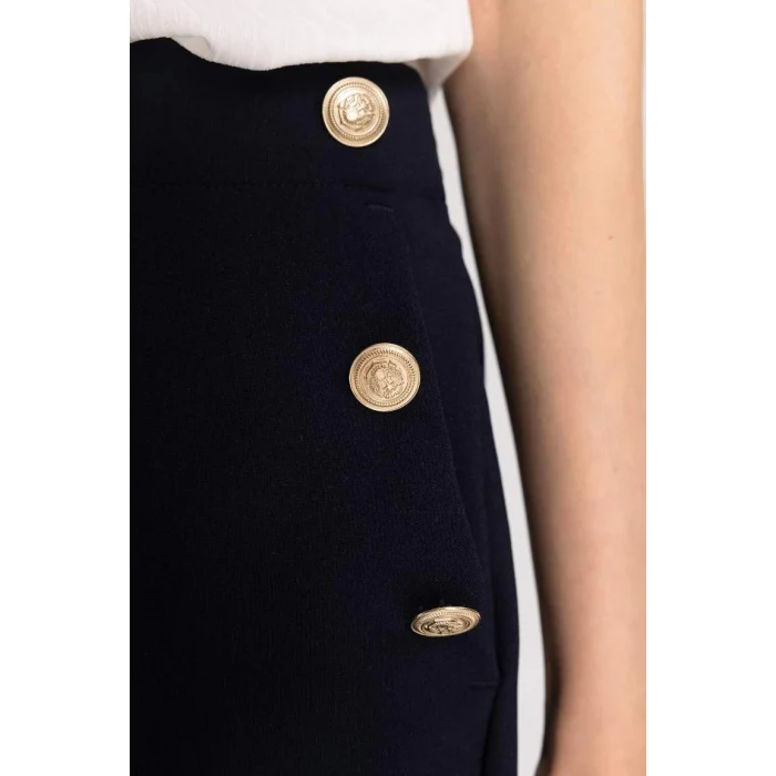 B1238 Carrot Fit Havuç Kalıp Basic Düz Cepli Yüksek Bel Düz Paça Pantolon