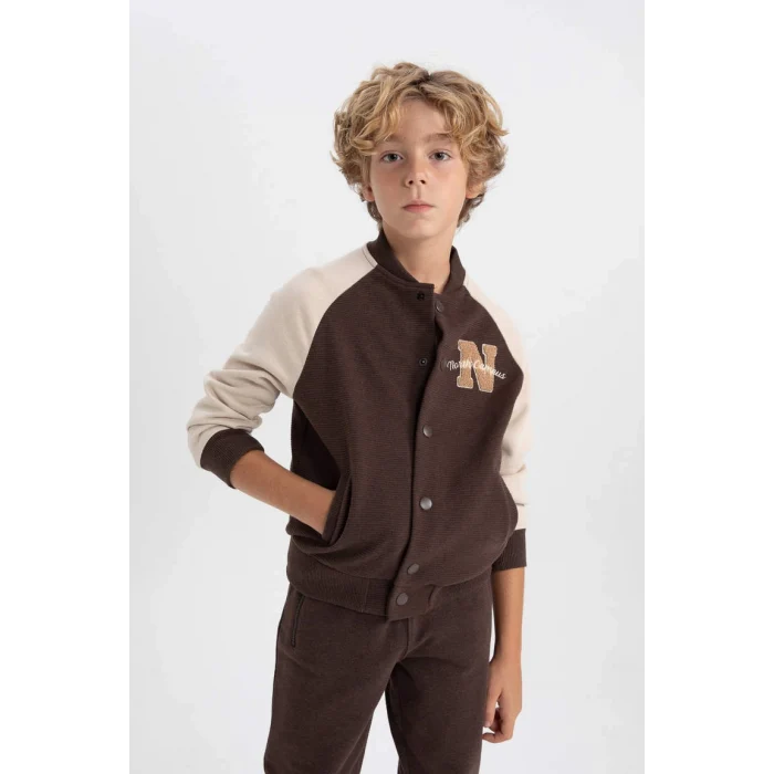 B1911 Nakışlı Kolej Yaka Bomber Hırka