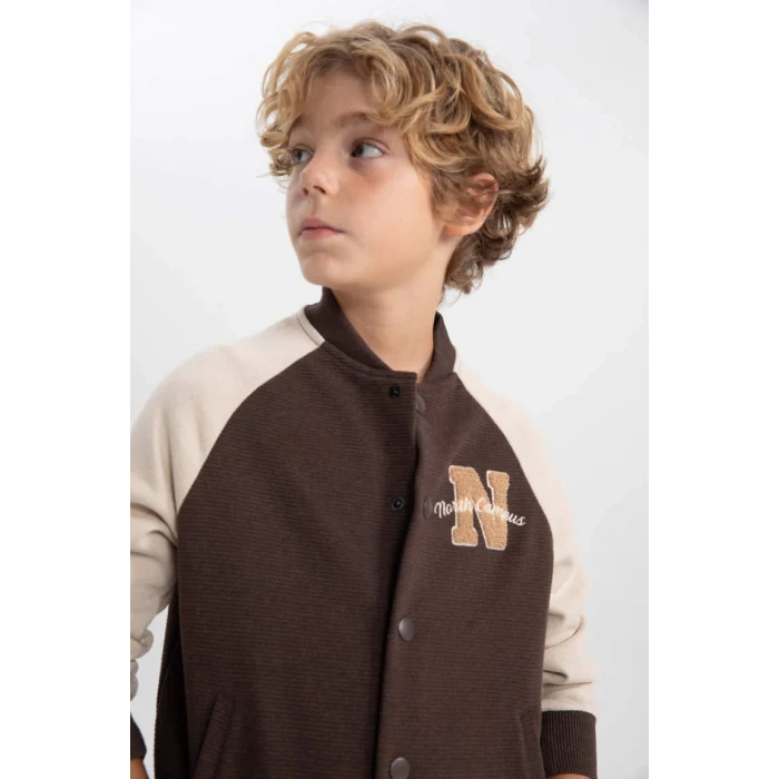 B1911 Nakışlı Kolej Yaka Bomber Hırka