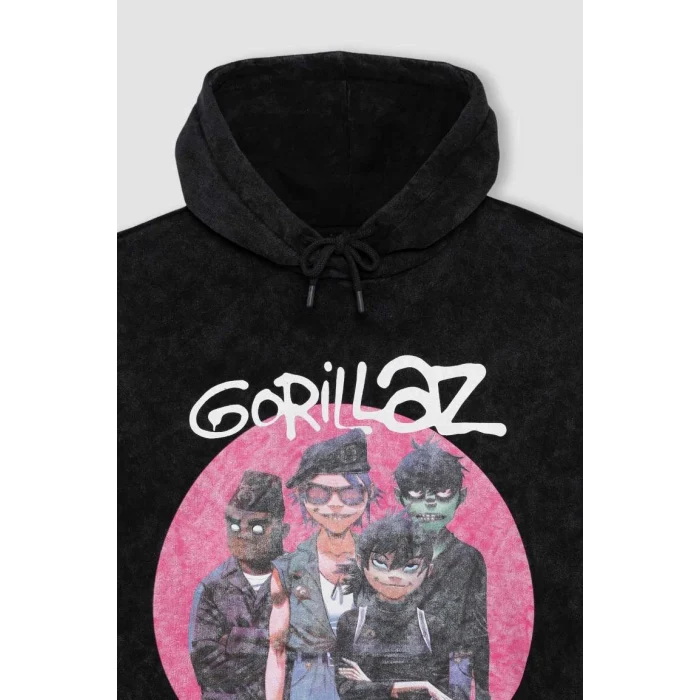 B2551 Coool One Piece Oversize Geniş Kalıp Kapüşonlu Kalın Yıkamalı Soluk Efektli Sweatshirt