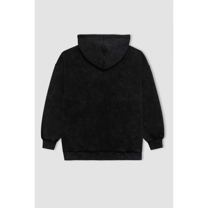 B2551 Coool One Piece Oversize Geniş Kalıp Kapüşonlu Kalın Yıkamalı Soluk Efektli Sweatshirt