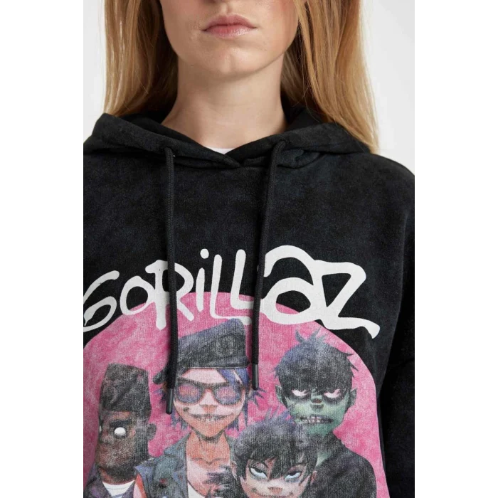 B2551 Coool One Piece Oversize Geniş Kalıp Kapüşonlu Kalın Yıkamalı Soluk Efektli Sweatshirt