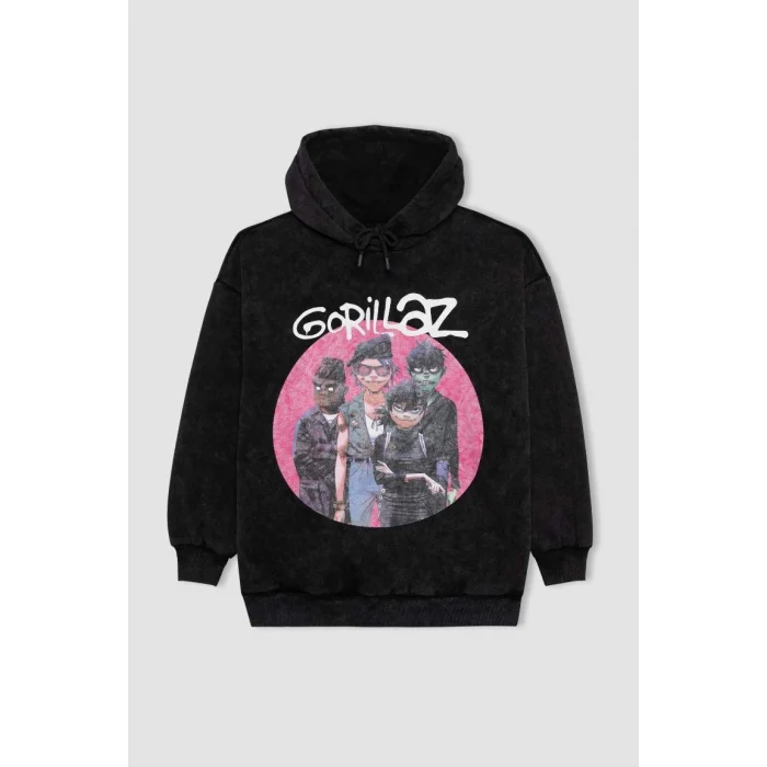 B2551 Coool One Piece Oversize Geniş Kalıp Kapüşonlu Kalın Yıkamalı Soluk Efektli Sweatshirt