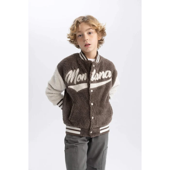 B3036 Kolej Yaka Pelüş Bomber Hırka