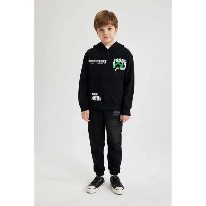 B3069 Erkek Çocuk Minecraft Kapüşonlu Sweatshirt