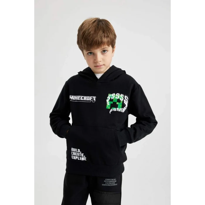 B3069 Erkek Çocuk Minecraft Kapüşonlu Sweatshirt