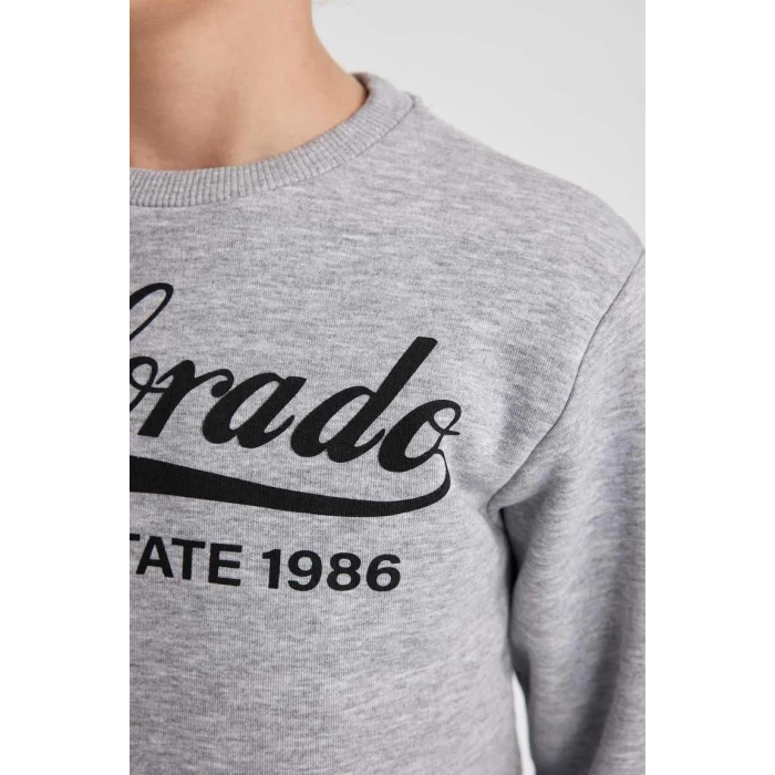 B3576 Baskılı Sweatshirt Eşofman Altı 2li Takım