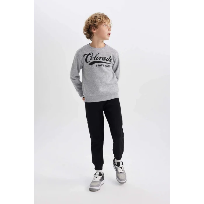 B3576 Baskılı Sweatshirt Eşofman Altı 2li Takım