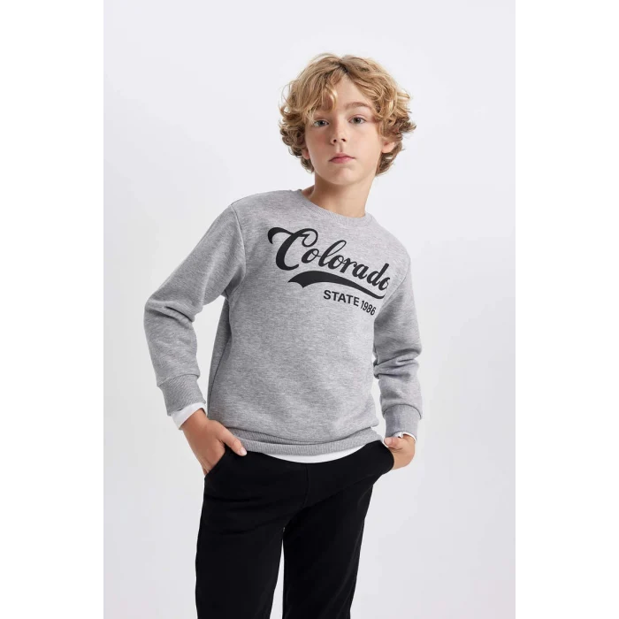 B3576 Baskılı Sweatshirt Eşofman Altı 2li Takım