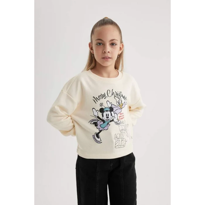 B4736 Disney Mickey Mouse & Friends Bisiklet Yaka Sweatshirt