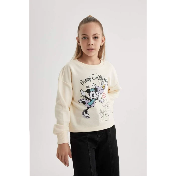 B4736 Disney Mickey Mouse & Friends Bisiklet Yaka Sweatshirt