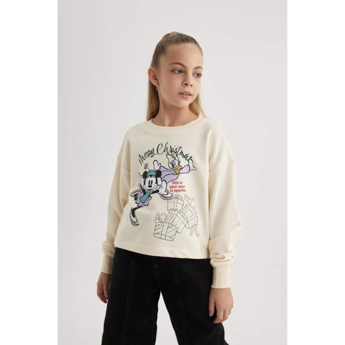 B4736 Disney Mickey Mouse & Friends Bisiklet Yaka Sweatshirt