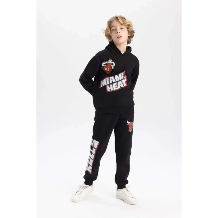 B4910 NBA Chicago Bulls Jogger Eşofman Altı Beli Bağcıklı Lastikli Paça Cepli Kalın