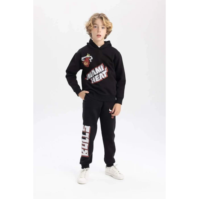 B4910 NBA Chicago Bulls Jogger Eşofman Altı Beli Bağcıklı Lastikli Paça Cepli Kalın