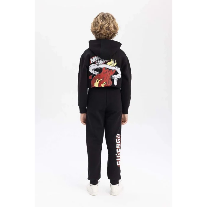 B4910 NBA Chicago Bulls Jogger Eşofman Altı Beli Bağcıklı Lastikli Paça Cepli Kalın