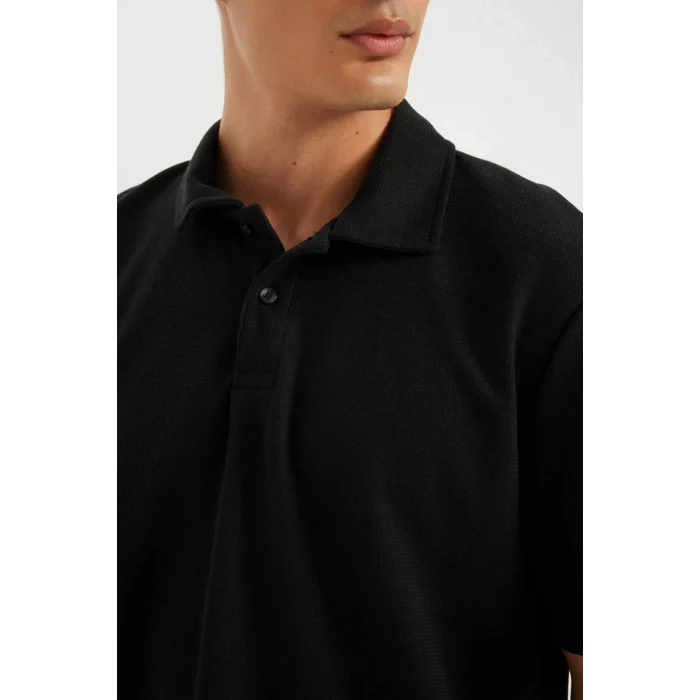 B4939 New Regular Fit Basic Düz Kısa Kollu Polo Tişört