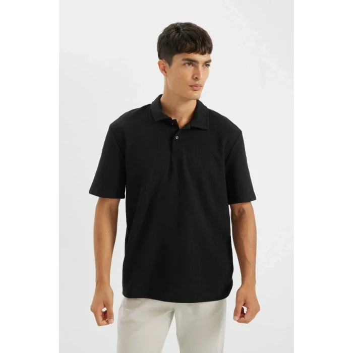 B4939 New Regular Fit Basic Düz Kısa Kollu Polo Tişört