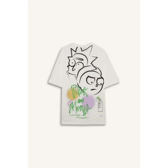 Defacto %100 Pamuk Rick and Morty Comfort Regular Fit Rahat Kalıp Bisiklet Yaka Kısa Kollu Tişört