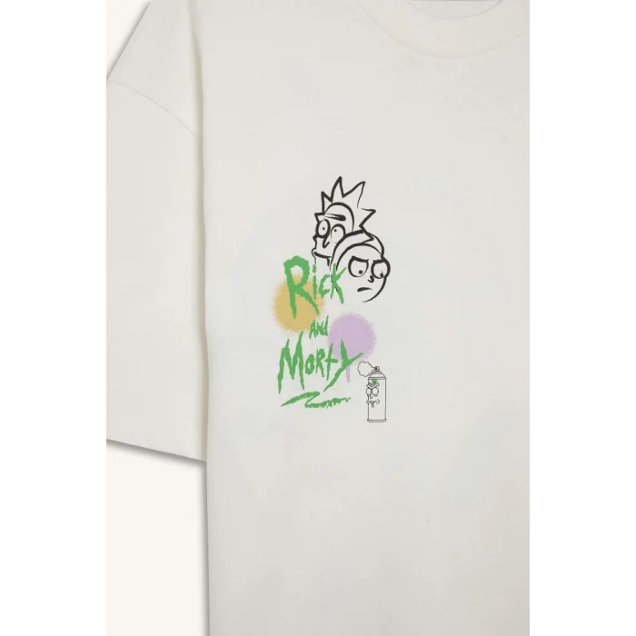 Defacto %100 Pamuk Rick and Morty Comfort Regular Fit Rahat Kalıp Bisiklet Yaka Kısa Kollu Tişört