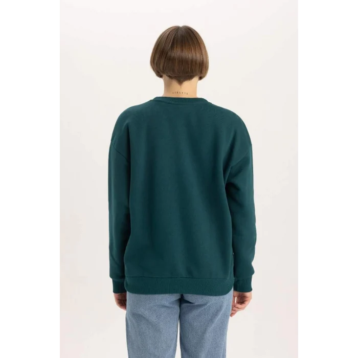 B6586 Relax Fit Bisiklet Yaka Kalın Sweatshirt