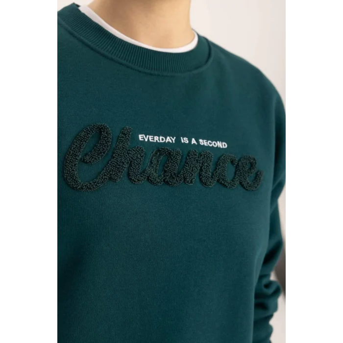 B6586 Relax Fit Bisiklet Yaka Kalın Sweatshirt