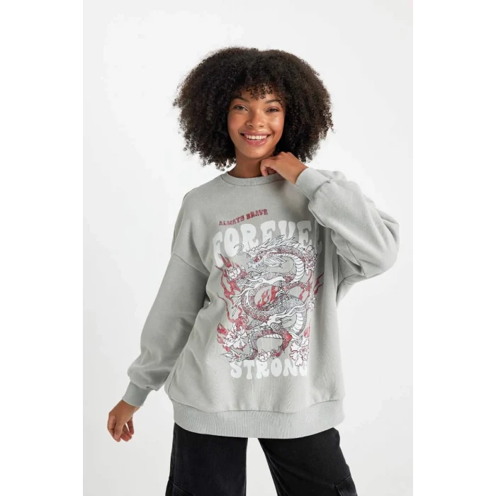 B7284 Oversize Fit Kalın Kumaş Sweatshirt