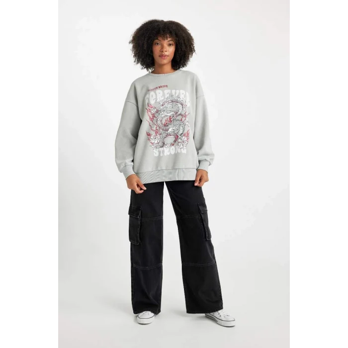 B7284 Oversize Fit Kalın Kumaş Sweatshirt