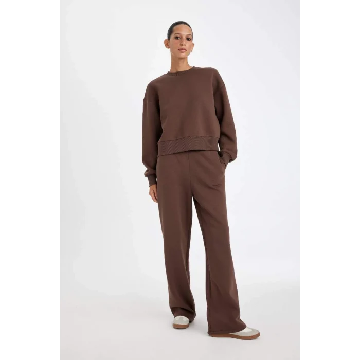 B8571 Cepli Yüksek Bel Kalın Basic Eşofman Altı