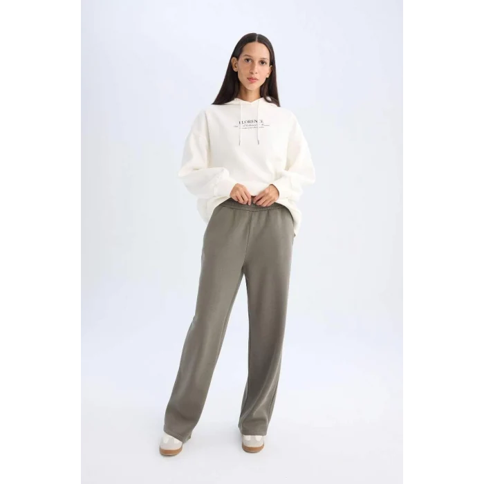 B8571 Cepli Yüksek Bel Kalın Basic Eşofman Altı