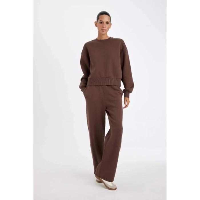 B8571 Cepli Yüksek Bel Kalın Basic Eşofman Altı