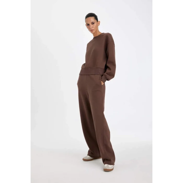 B8571 Cepli Yüksek Bel Kalın Basic Eşofman Altı