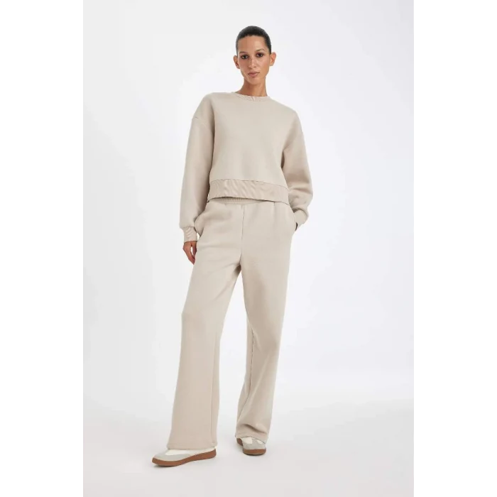 B8571 Cepli Yüksek Bel Kalın Basic Eşofman Altı