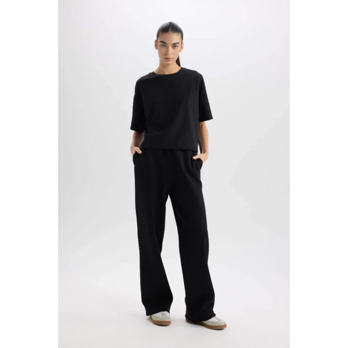 B8571 Cepli Yüksek Bel Kalın Basic Eşofman Altı