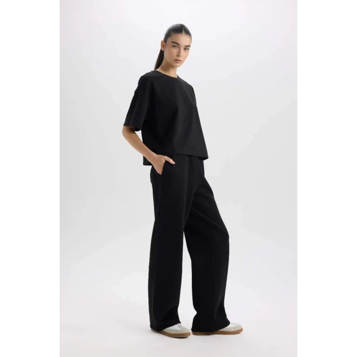 B8571 Cepli Yüksek Bel Kalın Basic Eşofman Altı