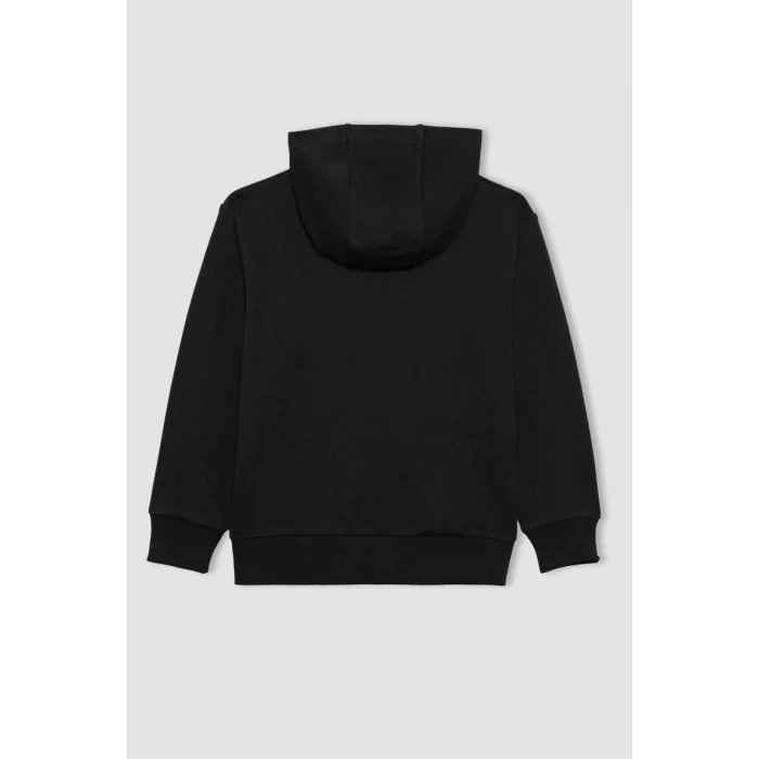 B8996 Baskılı Kapüşonlu Kalın Sweatshirt