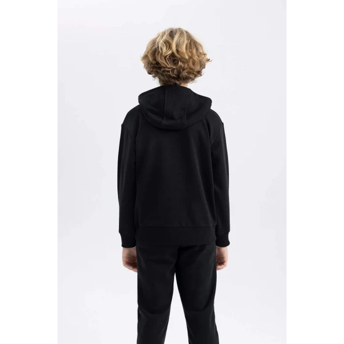 B8996 Baskılı Kapüşonlu Kalın Sweatshirt