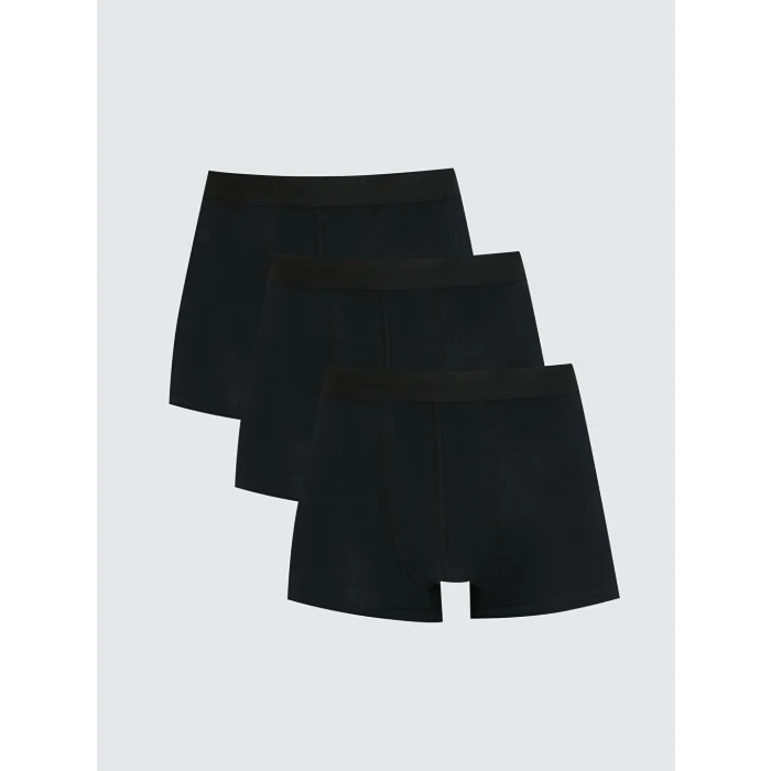 LC WAIKIKI Siyah Standart Kalıp Pamuklu Esnek Erkek Boxer 3lü