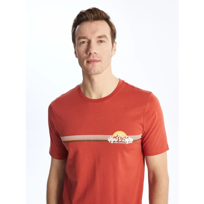 SOUTHBLUE Turuncu Bisiklet Yaka Kısa Kollu Baskılı Penye Erkek Tişört