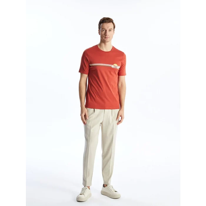 SOUTHBLUE Turuncu Bisiklet Yaka Kısa Kollu Baskılı Penye Erkek Tişört